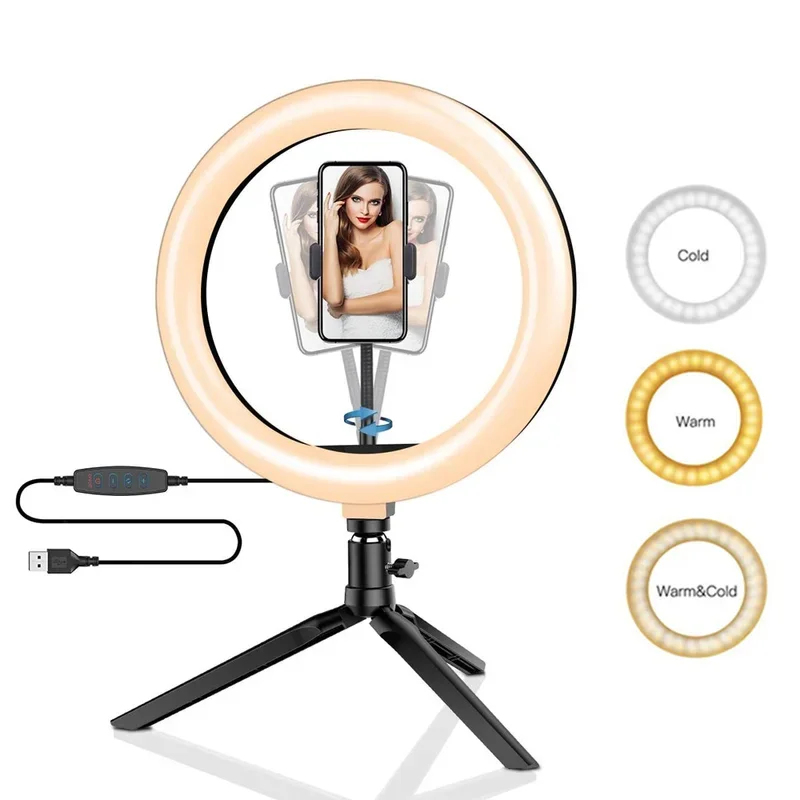 Photography Video Lighting Kit - Dimmable26cm LED Ring Light Kit with